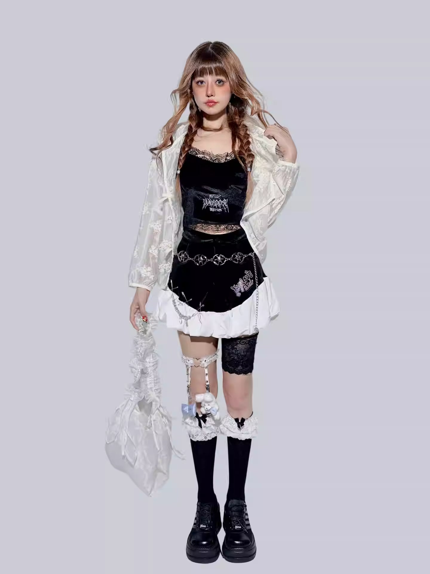 Ballet Style Black & White Bubble Mini Skirt