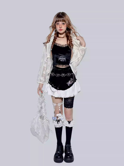 Ballet Style Black & White Bubble Mini Skirt