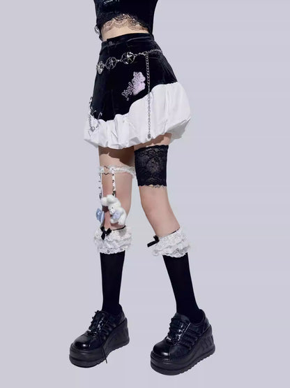 Ballet Style Black & White Bubble Mini Skirt