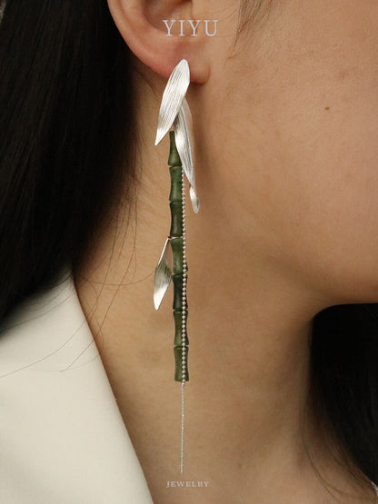 Bamboo Shadow Silver Earrings