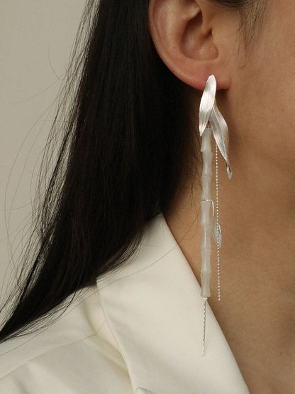 Bamboo Shadow Silver Earrings
