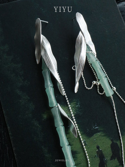 Bamboo Shadow Silver Earrings