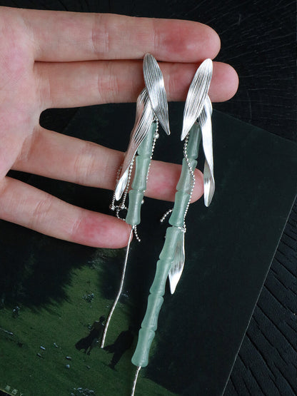 Bamboo Shadow Silver Earrings