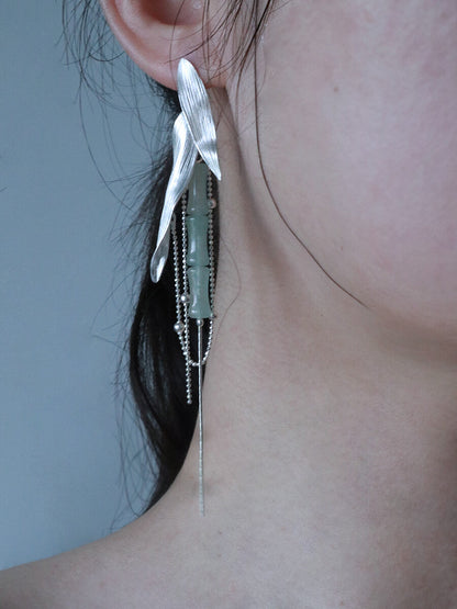 Bamboo Shadow Silver Earrings