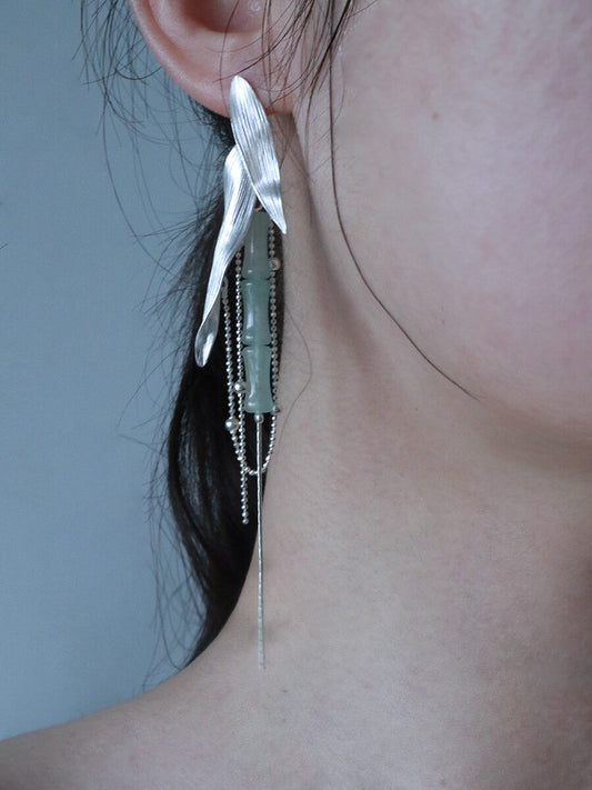 Bamboo Shadow Silver Earrings