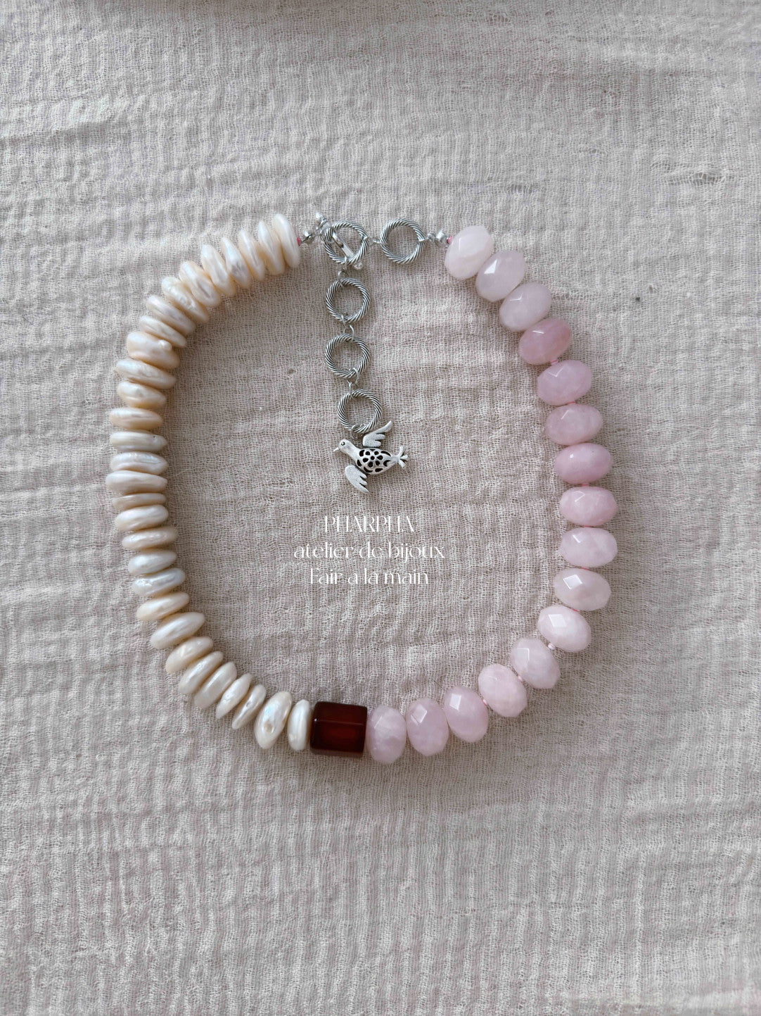 Baroque Pearl Pink Crystal Ombre Beaded Necklace