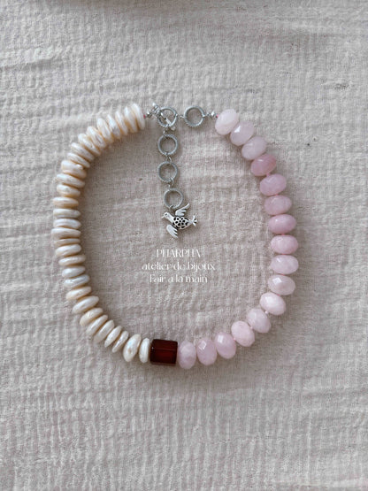 Baroque Pearl Pink Crystal Ombre Beaded Necklace