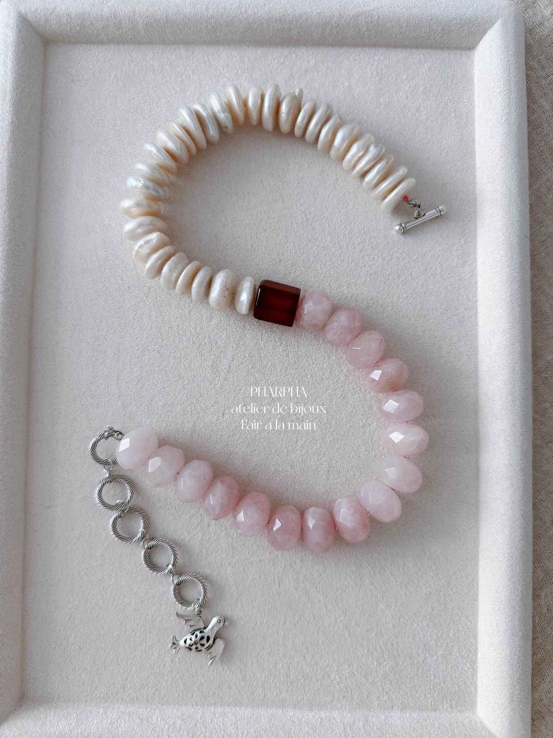 Baroque Pearl Pink Crystal Ombre Beaded Necklace