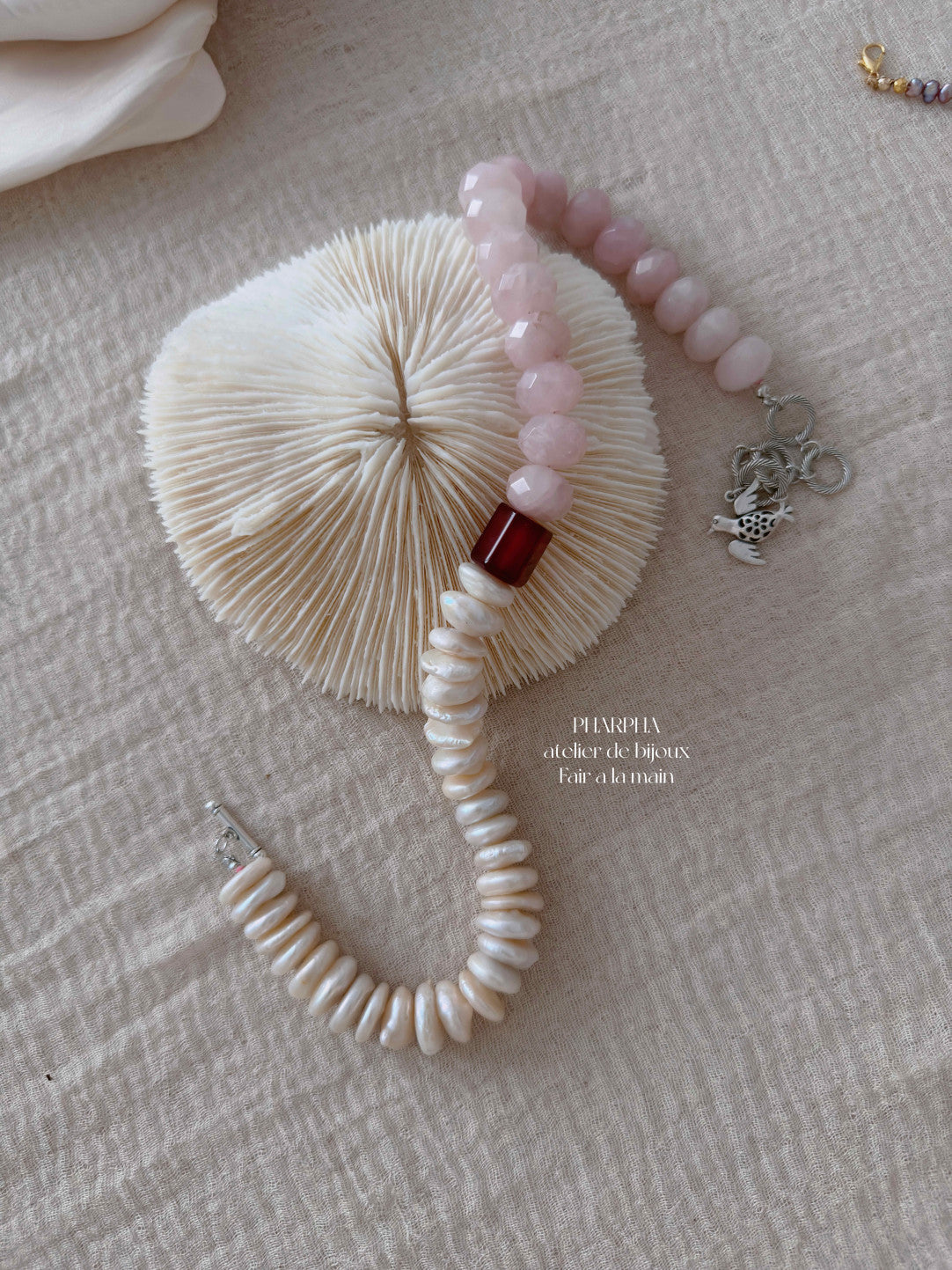 Baroque Pearl Pink Crystal Ombre Beaded Necklace