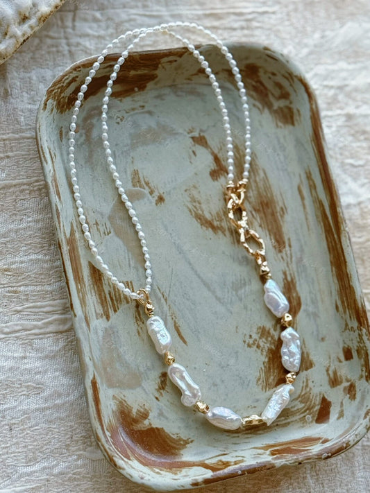 Baroque Pearl Rice Bead Necklace