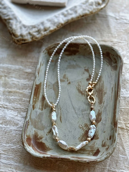 Baroque Pearl Rice Bead Necklace