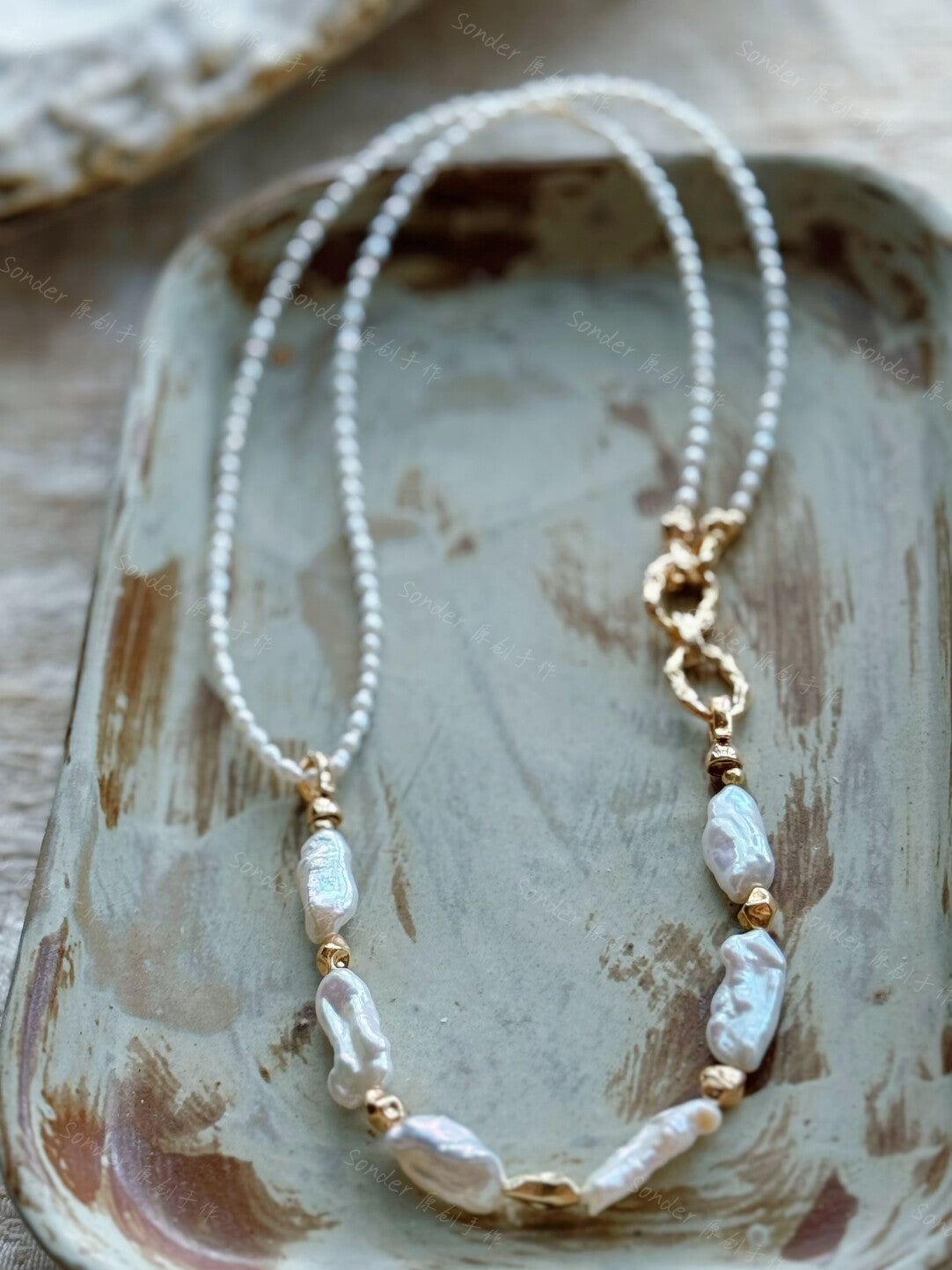 Baroque Pearl Rice Bead Necklace