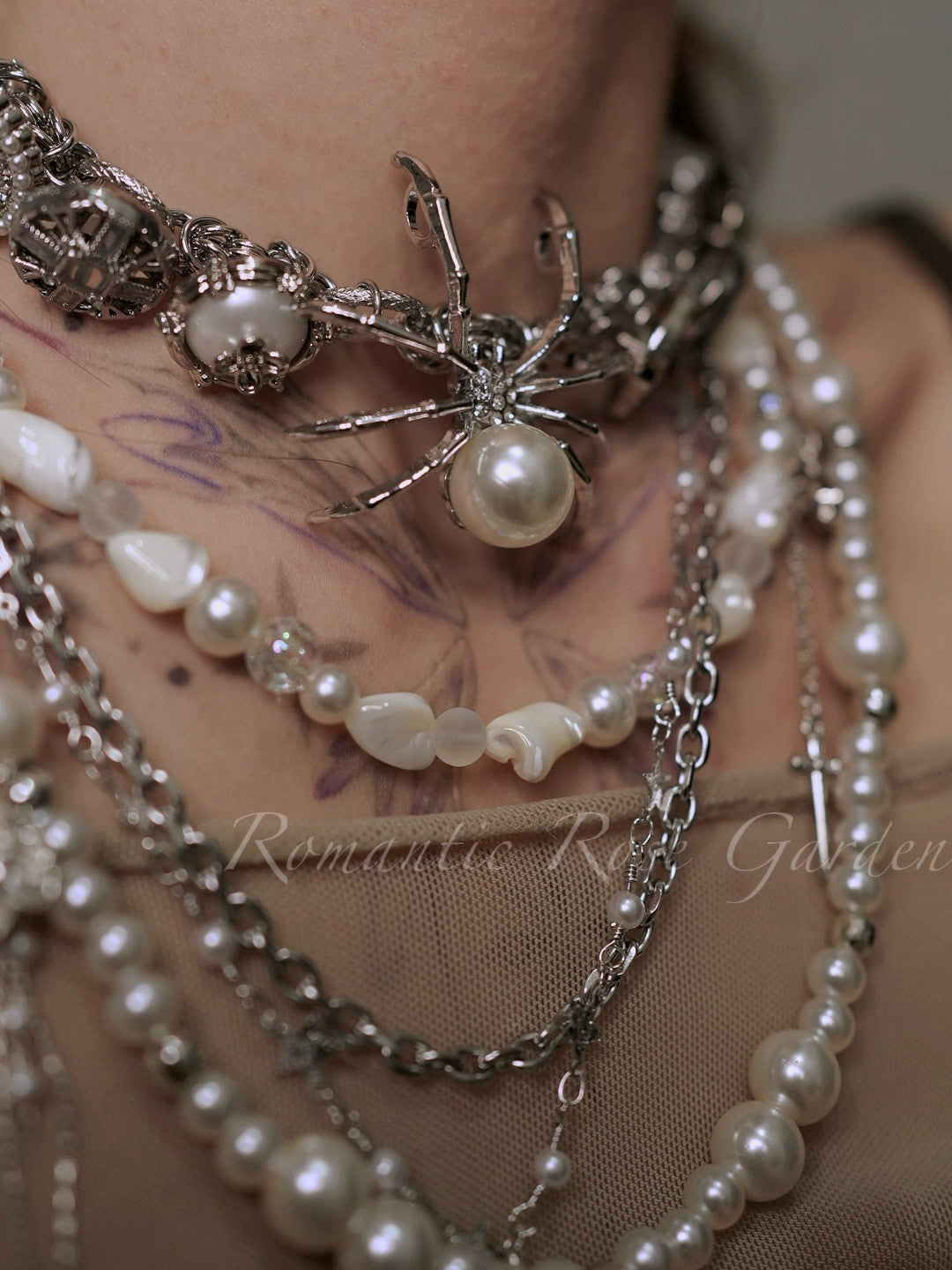 Baroque Spider Wing Pearl Choker