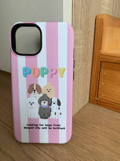 Basket Puppy Printed Double Layer Phone Case