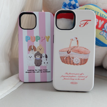 Basket Puppy Printed Double Layer Phone Case