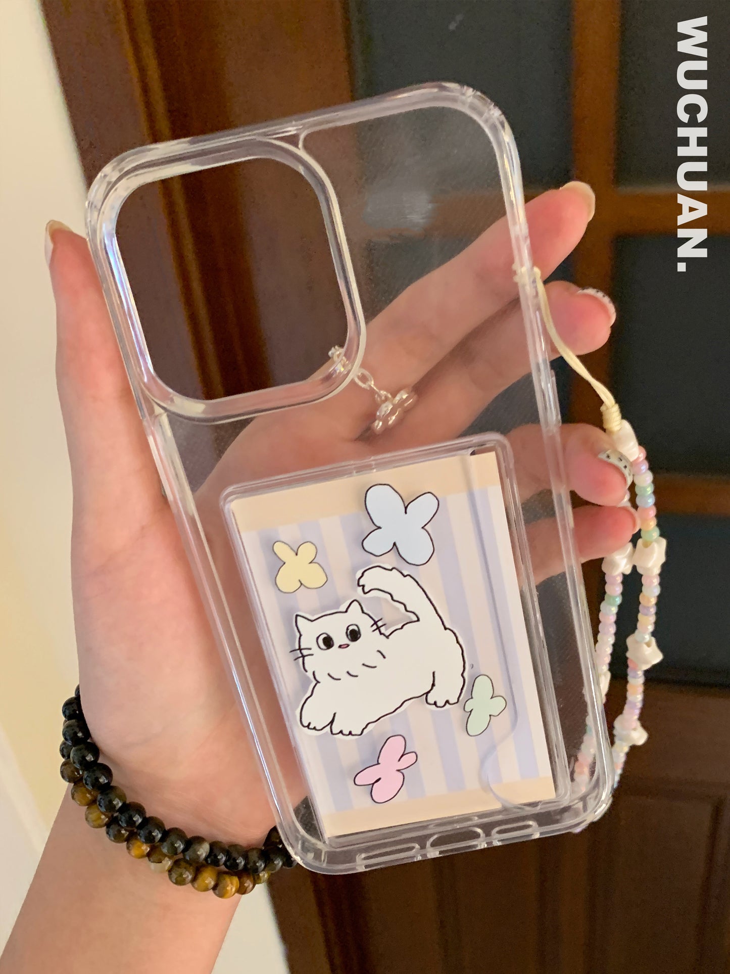 Bear Kitten Printed Phone Case with Card Slot