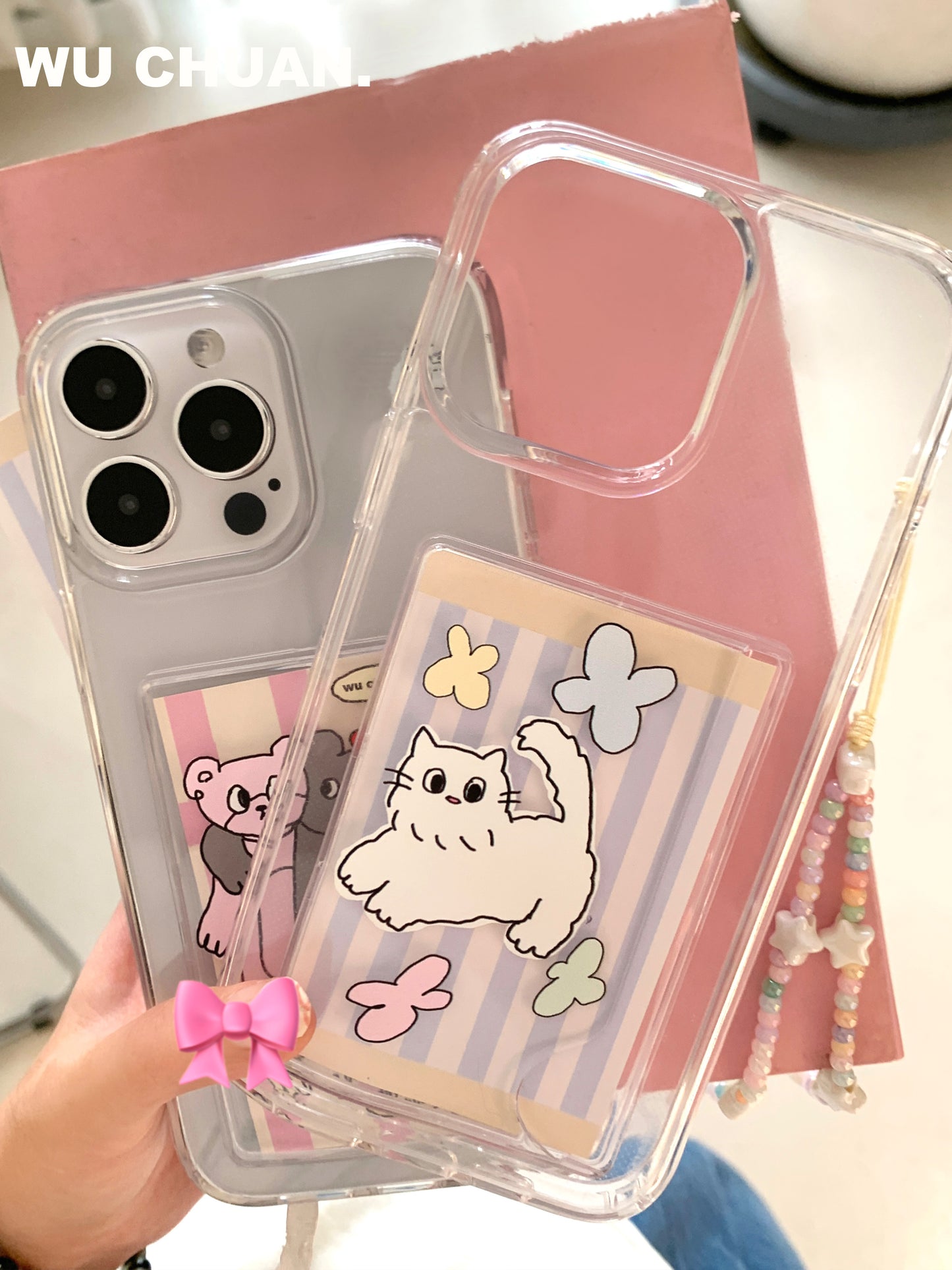 Bear Kitten Printed Phone Case with Card Slot