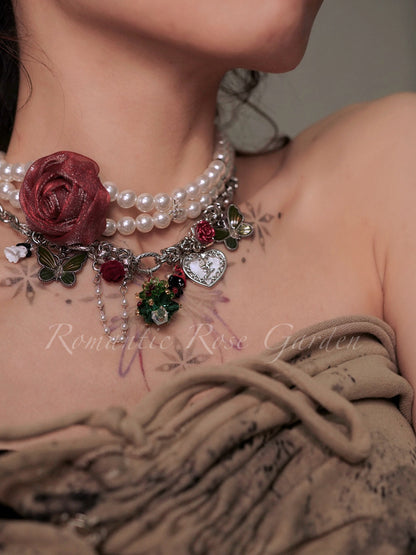 Belle's Rose Garden Double Strand Pearl Choker