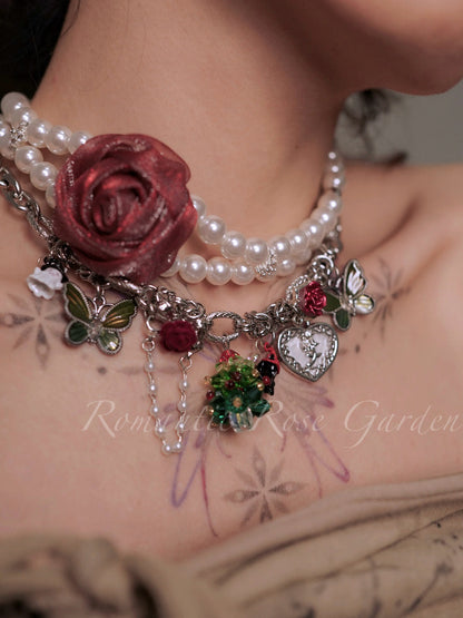 Belle's Rose Garden Double Strand Pearl Choker