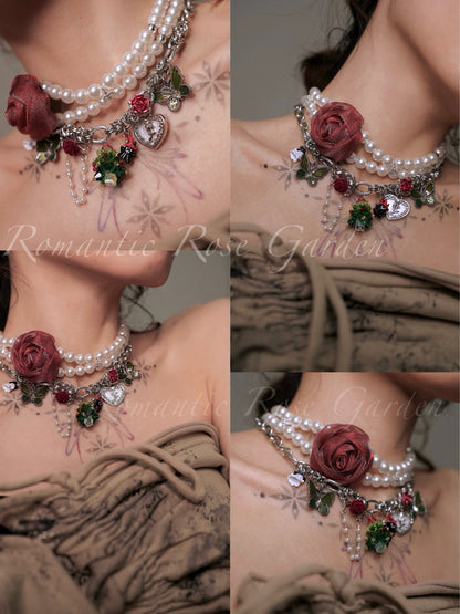 Belle's Rose Garden Double Strand Pearl Choker