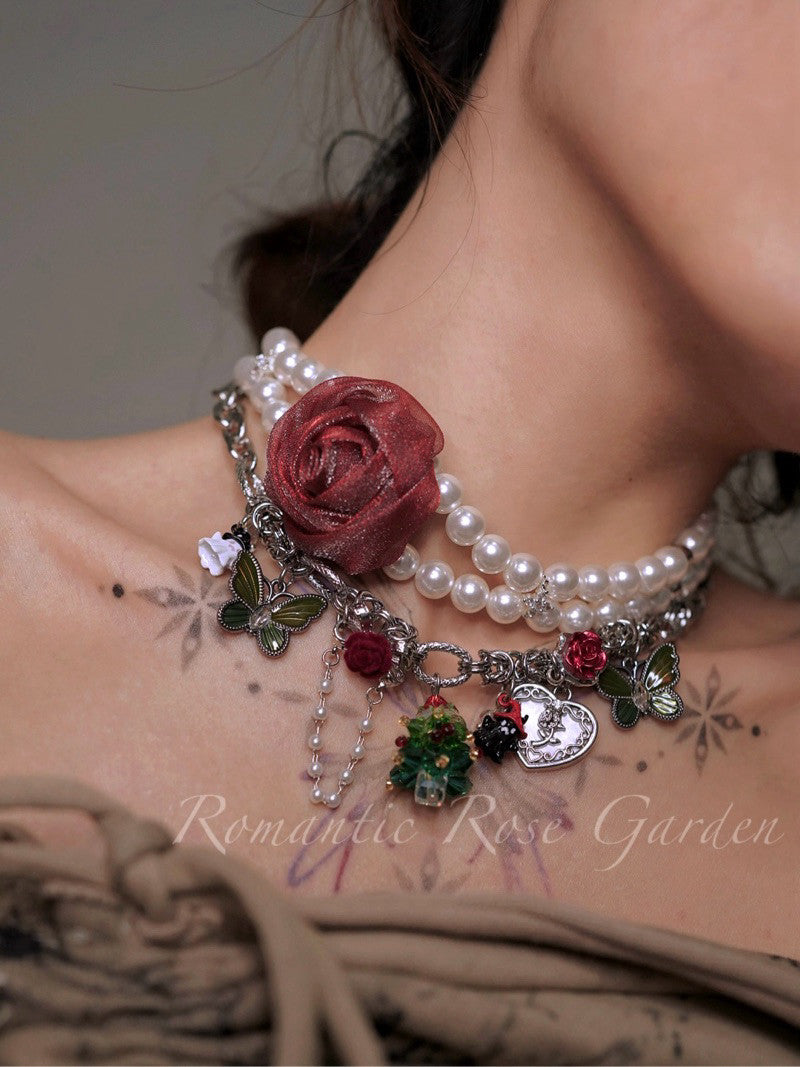 Belle's Rose Garden Double Strand Pearl Choker