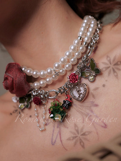 Belle's Rose Garden Double Strand Pearl Choker