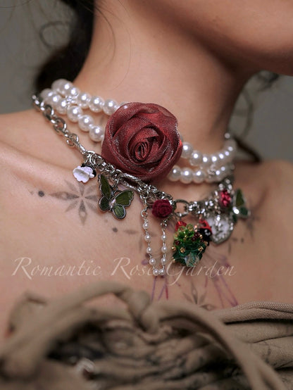 Belle's Rose Garden Double Strand Pearl Choker