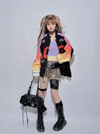 Belted Chain Pleated Mini Skirt