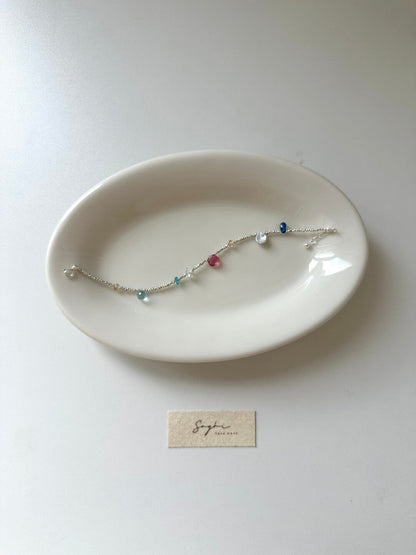 Berry Natural Stone Silver Bracelet