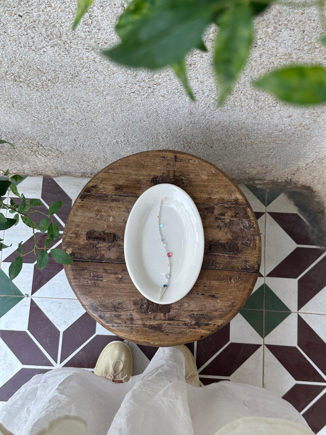 Berry Natural Stone Silver Bracelet