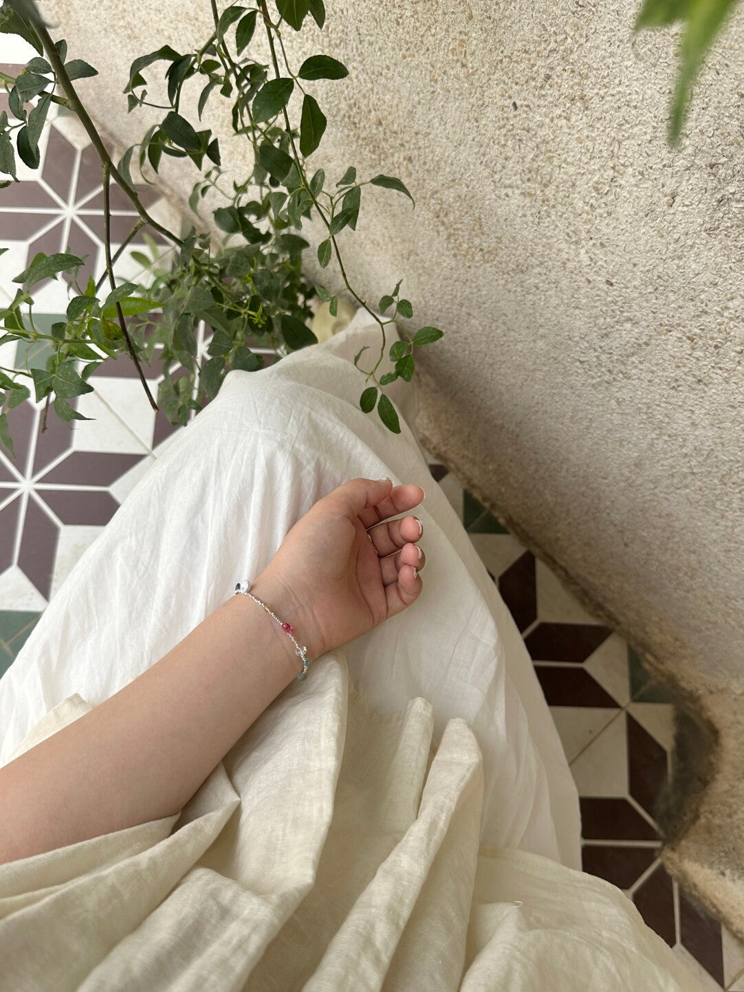 Berry Natural Stone Silver Bracelet