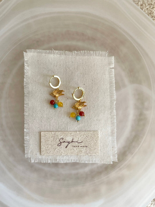 Berry and Bird Silver Earrings