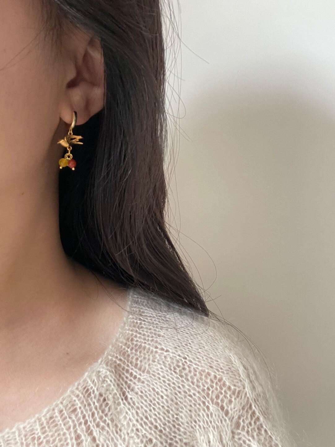 Berry and Bird Silver Earrings