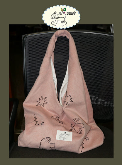 Bird Embroidered Soft Shoulder Bag