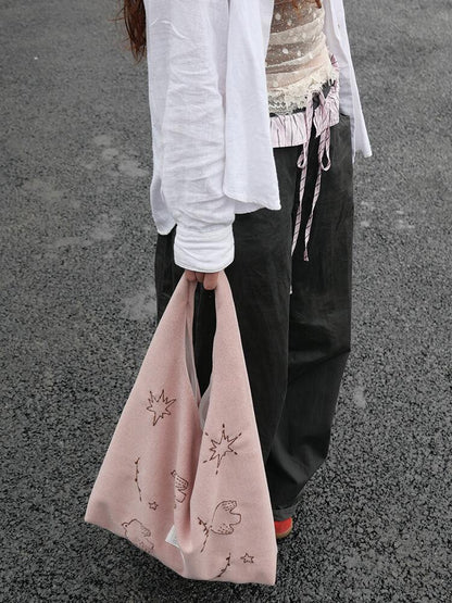 Bird Embroidered Soft Shoulder Bag