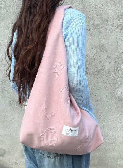 Bird Embroidered Soft Shoulder Bag