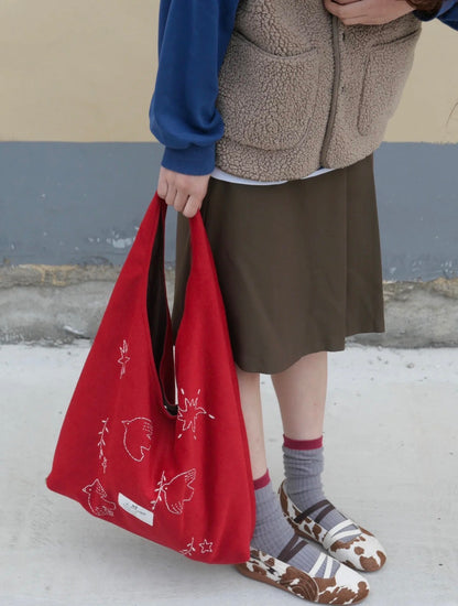 Bird Embroidered Soft Shoulder Bag