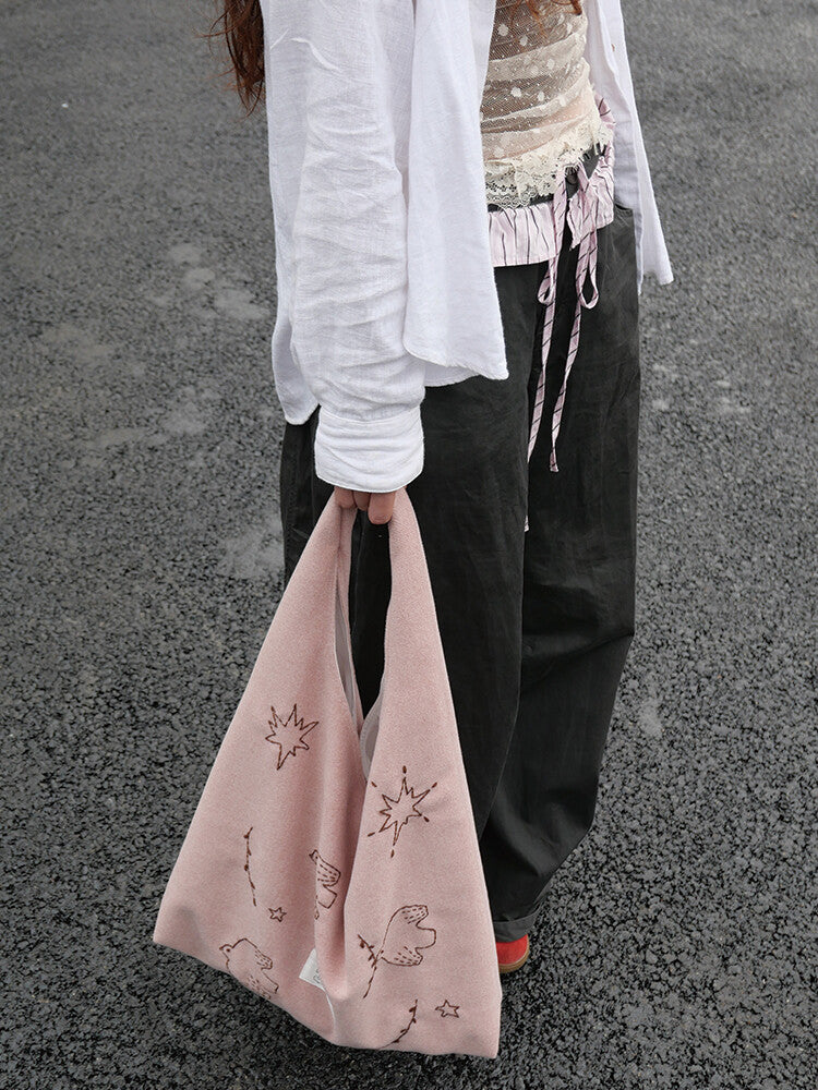Bird Embroidered Soft Shoulder Bag