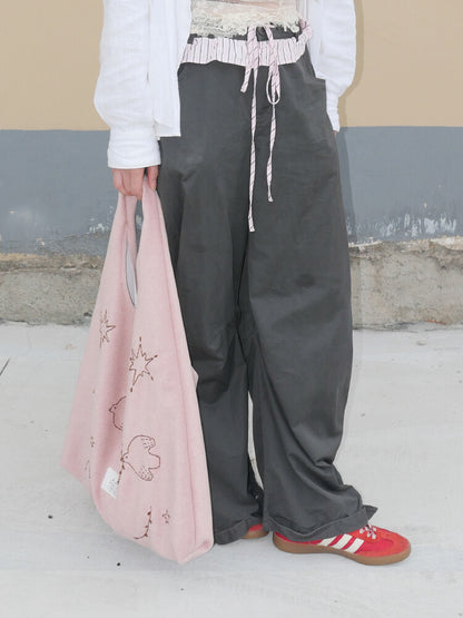 Bird Embroidered Soft Shoulder Bag