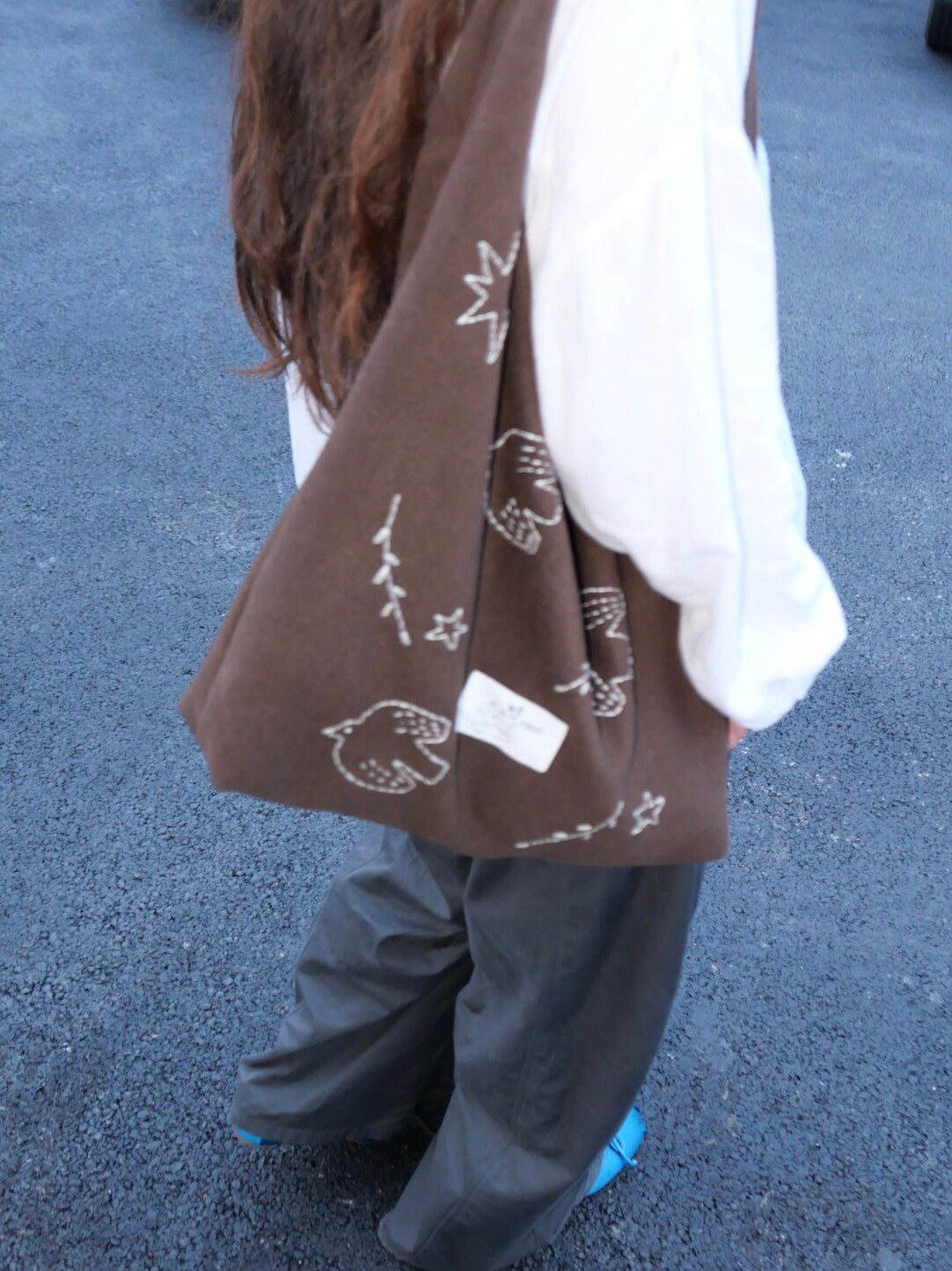 Bird Embroidered Soft Shoulder Bag