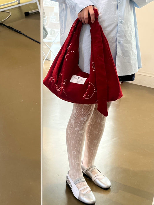 Bird Embroidered Tie-Strap Soft Shoulder Crossbody Bag