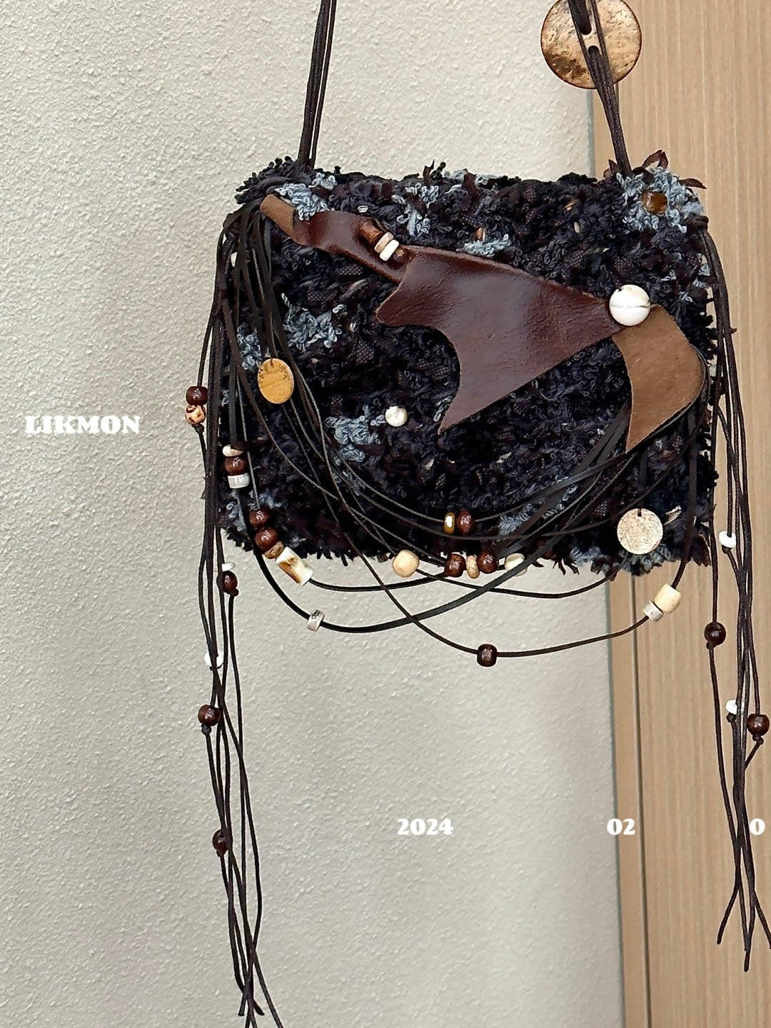 Black Beach Crochet Tassel Crossbody Bag