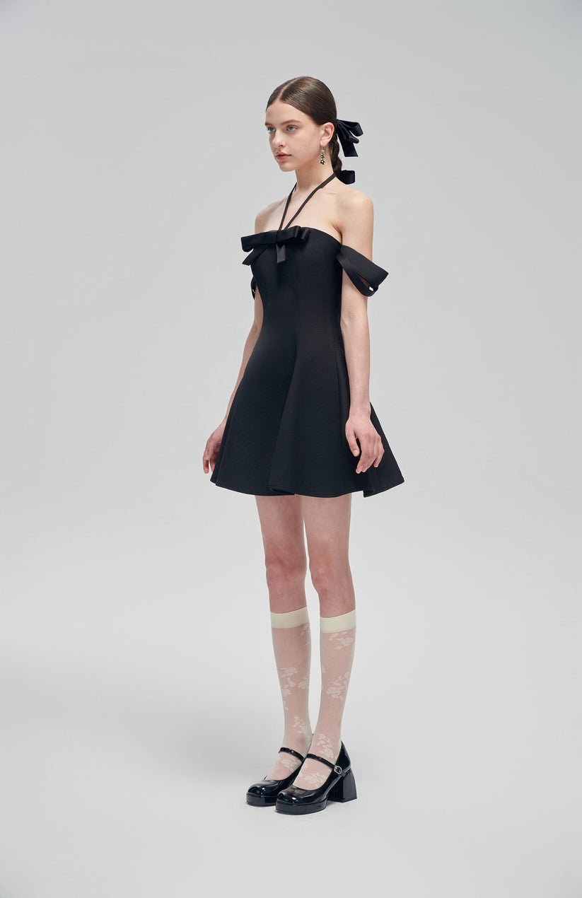 Belle Bow Mini Dress - Black main image 0