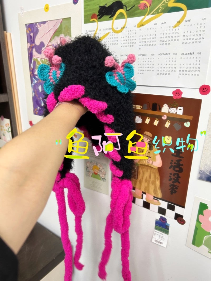 Black Butterfly Handmade Crochet Hat