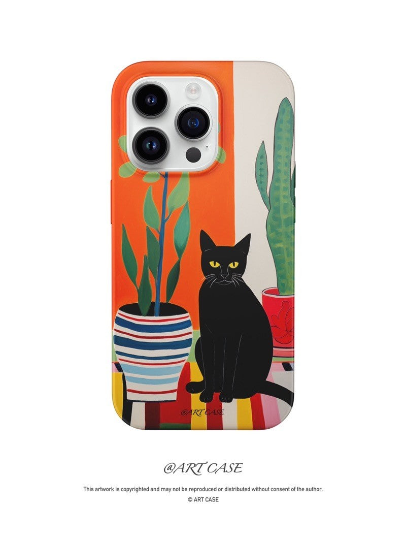 Black Cat Printed Phone Case