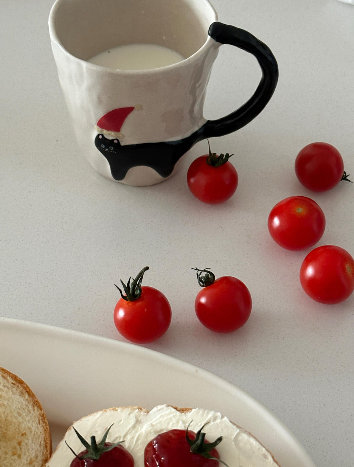 Black Cat with Red Hat Embossed Ceramic Mug