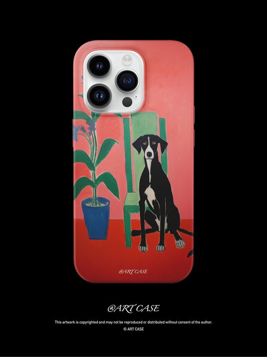 Black Dog Printed Phone Case