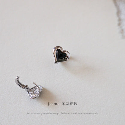 Black Onyx Heart Earrings