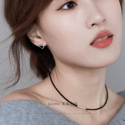 Black Onyx Heart Earrings