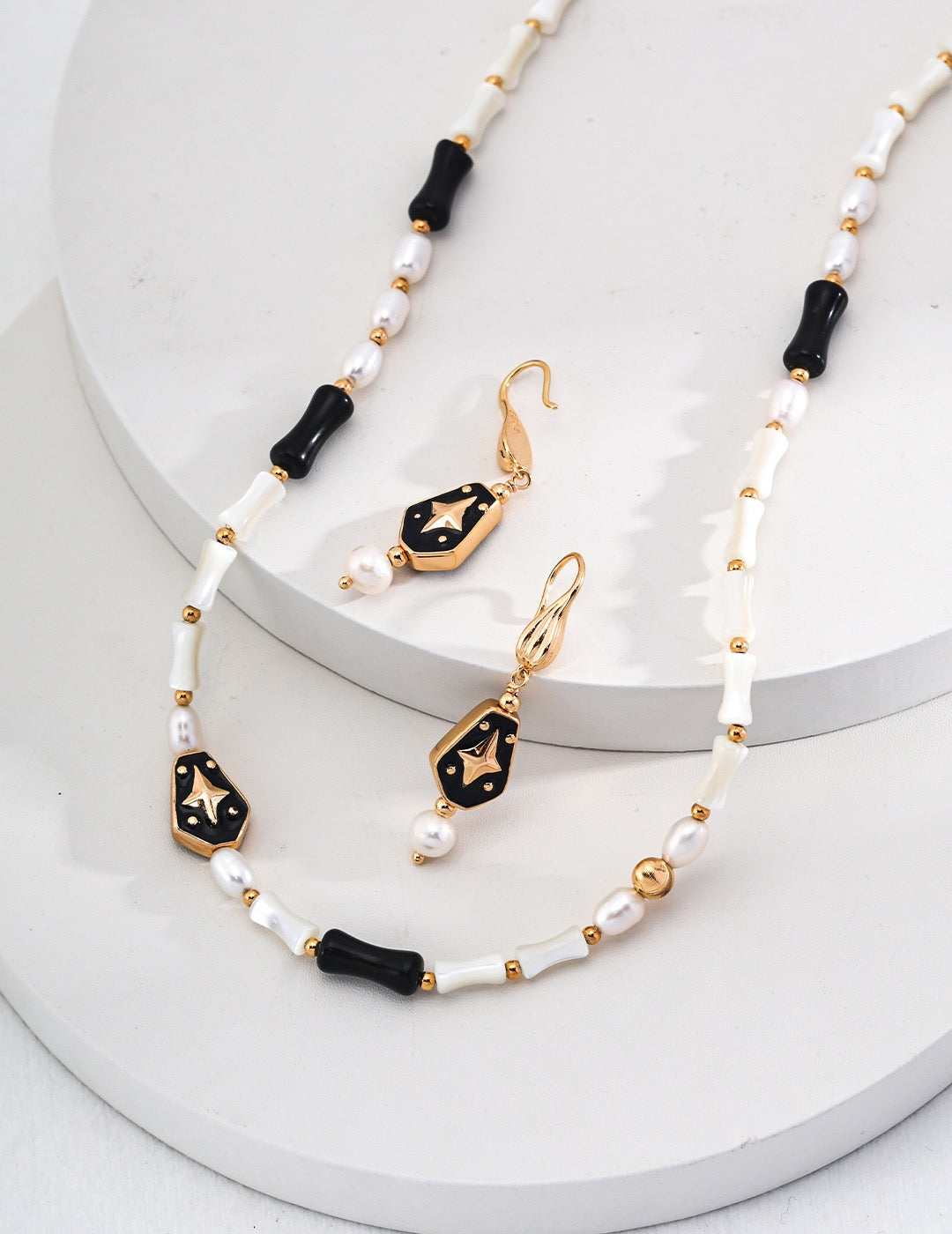 Black Onyx Pearl Beaded Necklace